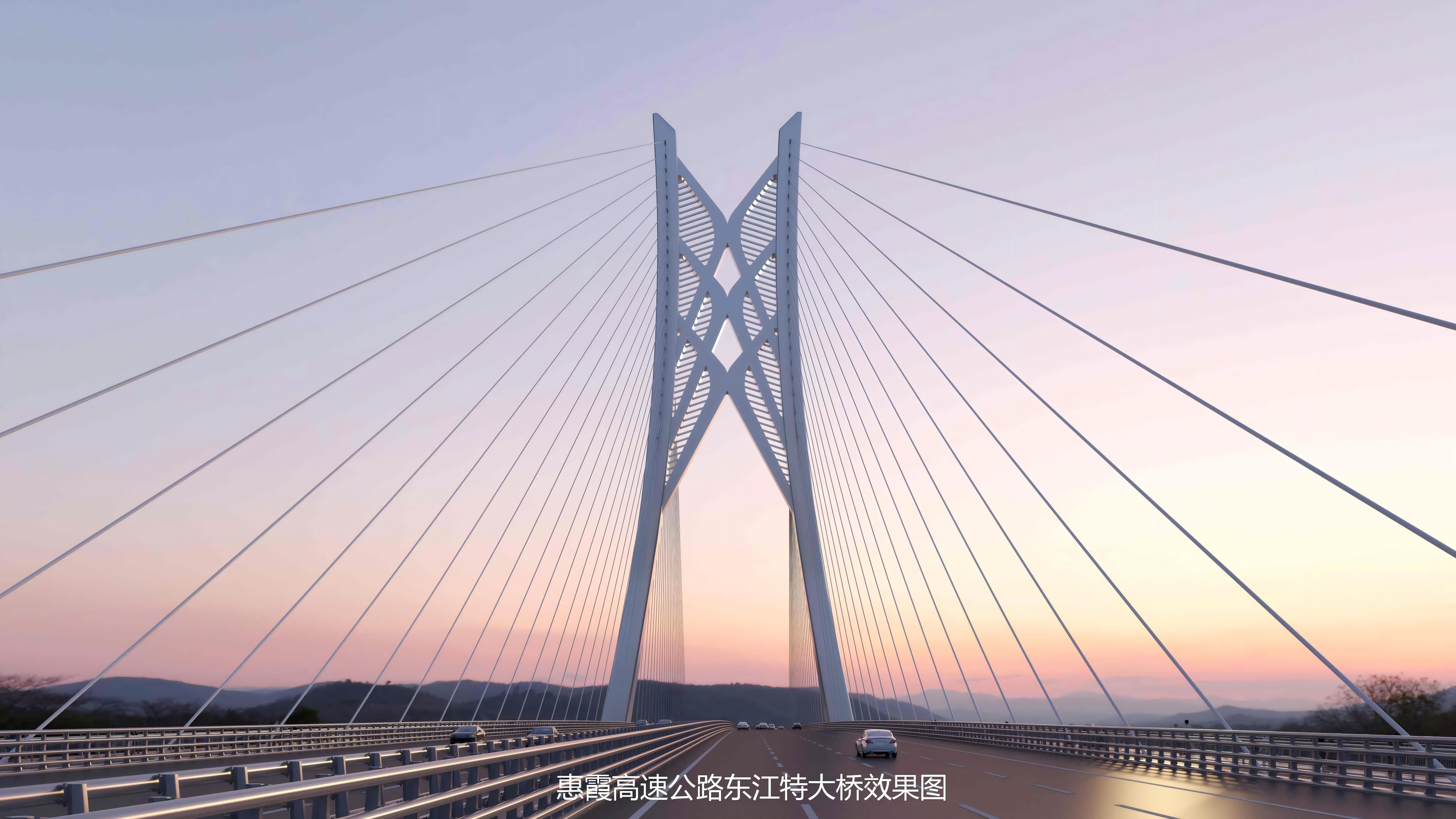 惠霞高速公路东江特大桥钢箱梁首节段吊装完成